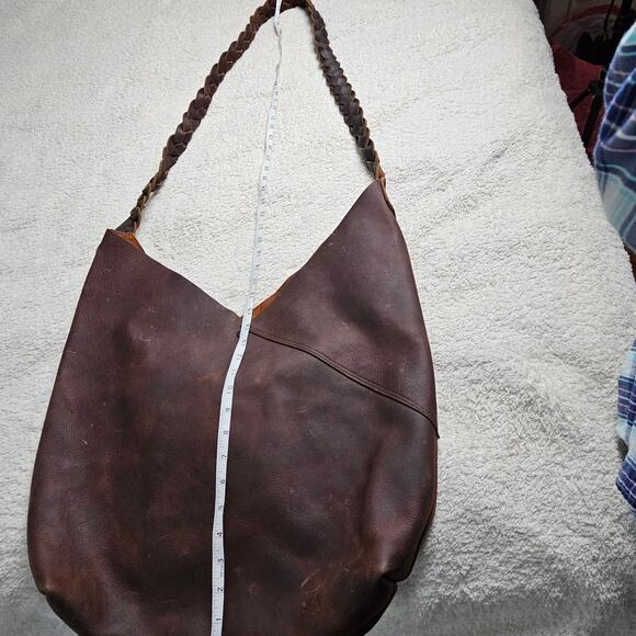 Urban Artisan Quality Brown Leather Boho Tote Bag Braided Strap - Picture 12 of 16